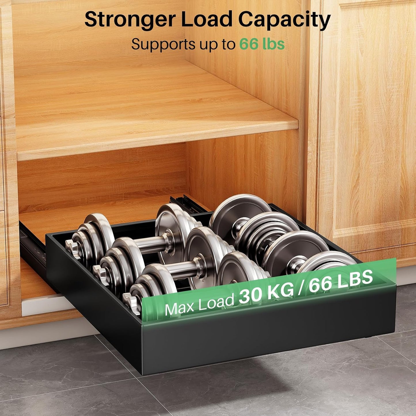 Heavy Duty Full-Extension Slide Out Cabinet Organizer with Nano Adhesive