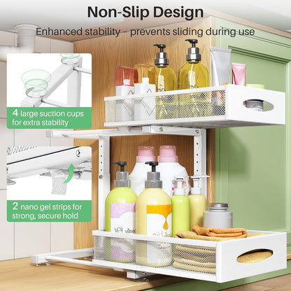 2-Tier Mesh Slide Out Under Sink Organizer & Cabinet Storage