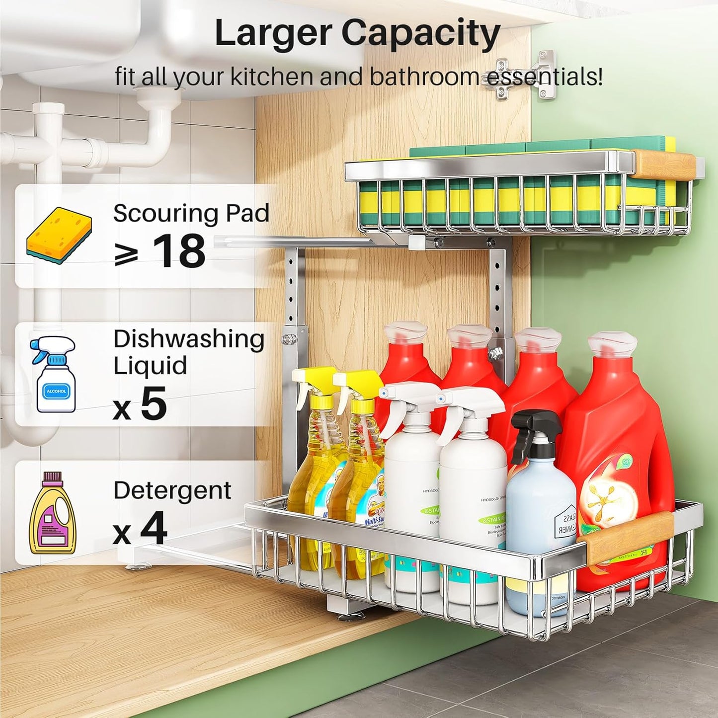 2-Tier Slide Out Under Sink Organizer & Cabinet Storage