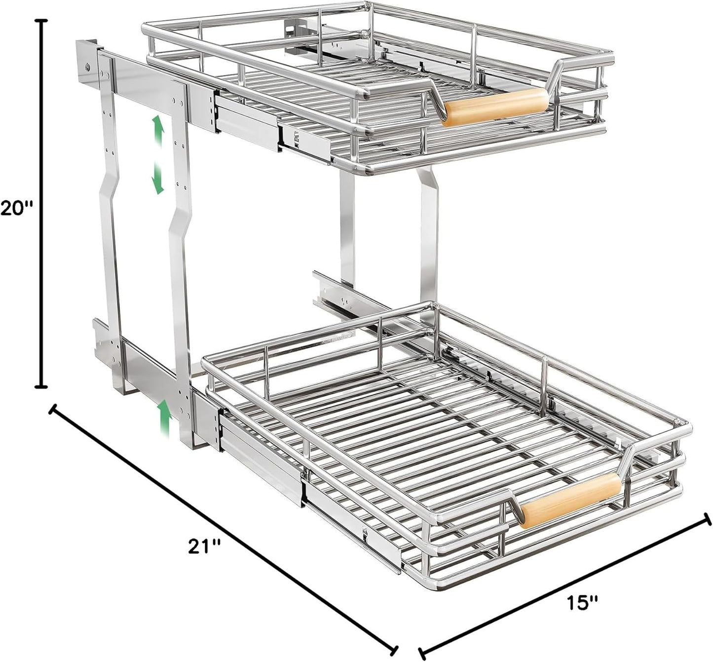 2-Tier Full-Extension Pull Out Cabinet Organizer for Pots and Pans
