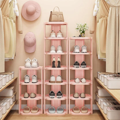 Vertical Stackable Shoe Rack & Narrow Closet Storage Organizer
