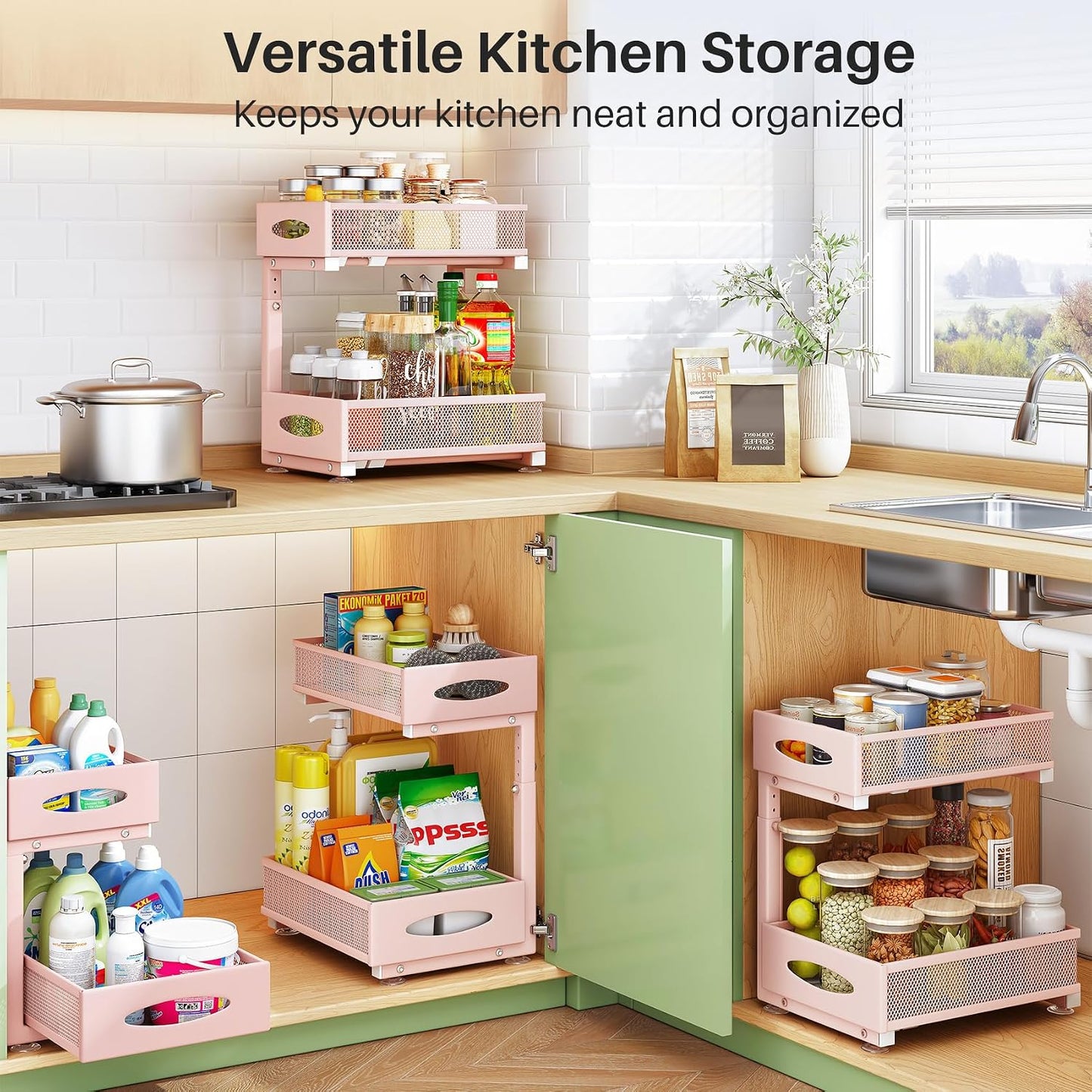 2-Tier Mesh Slide Out Under Sink Organizer & Cabinet Storage