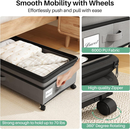 Height-Adjustable Under Bed Storage Containers with Wheels
