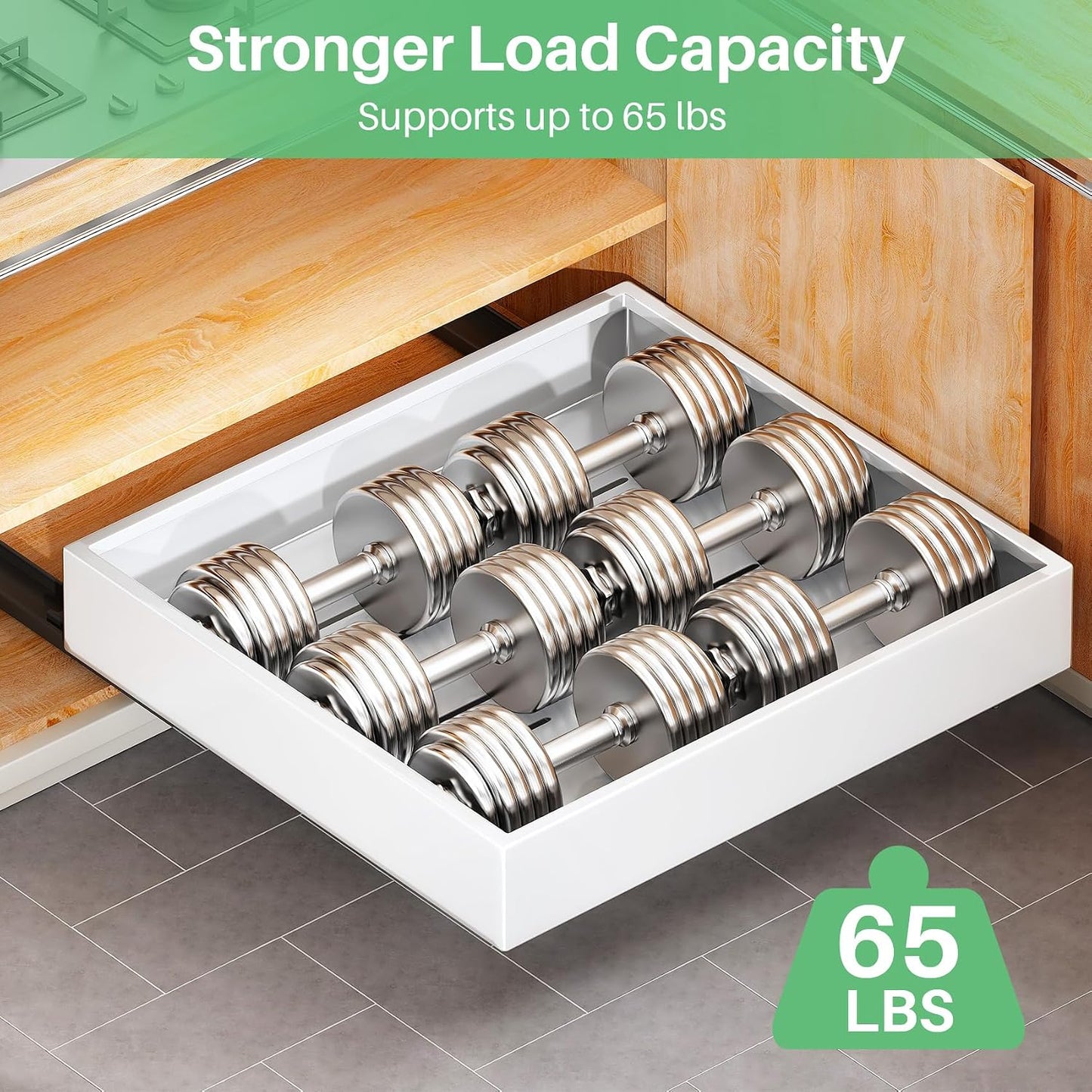 Heavy Duty Full-Extension Slide Out Cabinet Organizer with Nano Adhesive