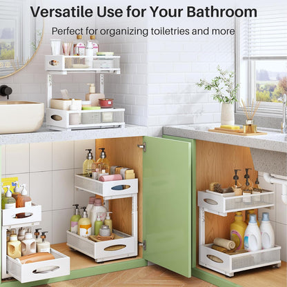 2-Tier Mesh Slide Out Under Sink Organizer & Cabinet Storage