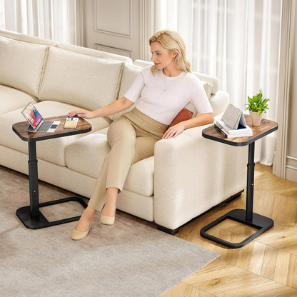 Adjustable Height C-Shaped End Table & Sliding TV Tray Couch Table