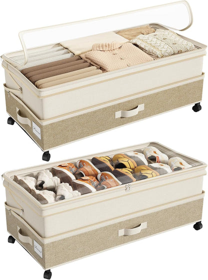Height-Adjustable Under Bed Storage Containers with Wheels