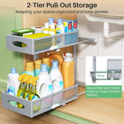 2-Tier Mesh Slide Out Under Sink Organizer & Cabinet Storage