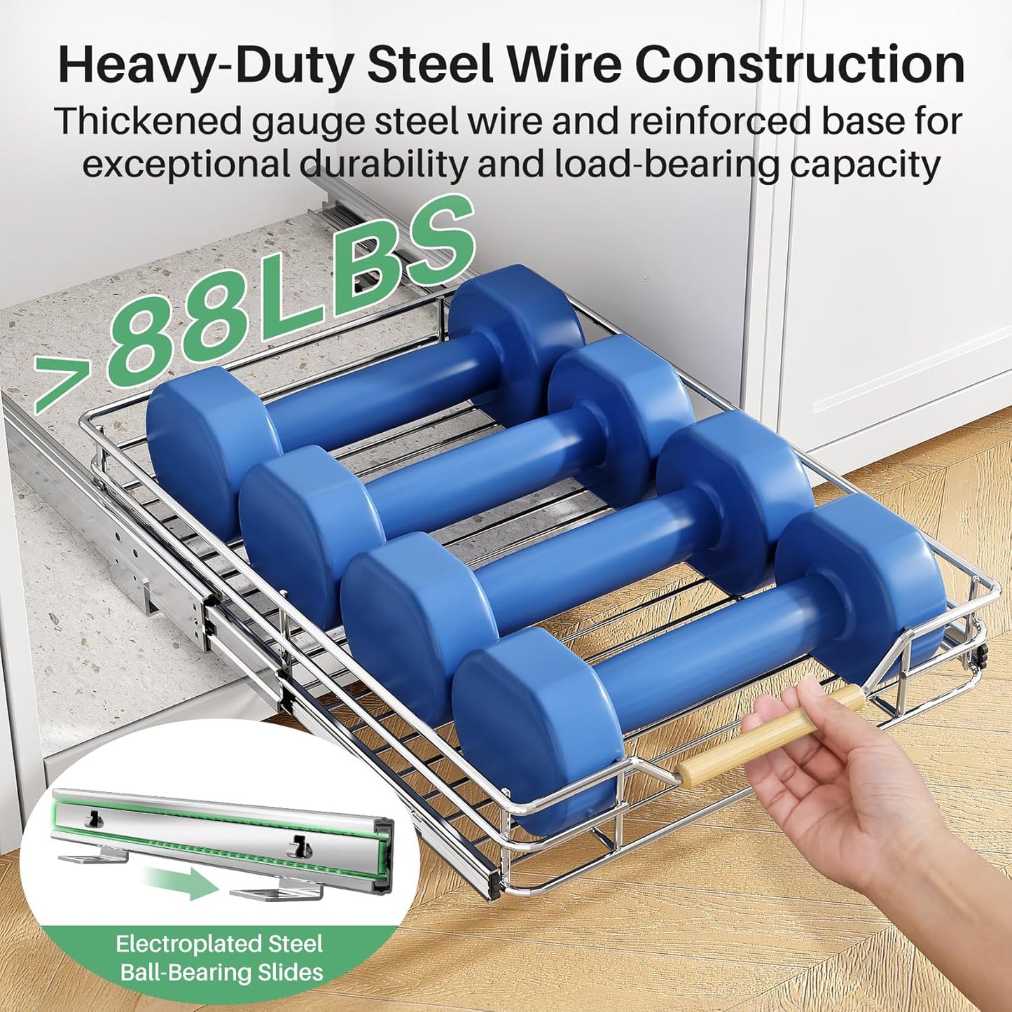 2-Tier Full-Extension Pull Out Cabinet Organizer for Pots and Pans
