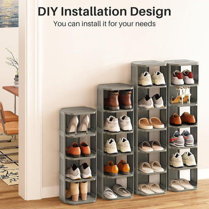 Vertical Stackable Shoe Rack & Narrow Closet Storage Organizer