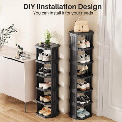 Vertical Stackable Shoe Rack & Narrow Closet Storage Organizer