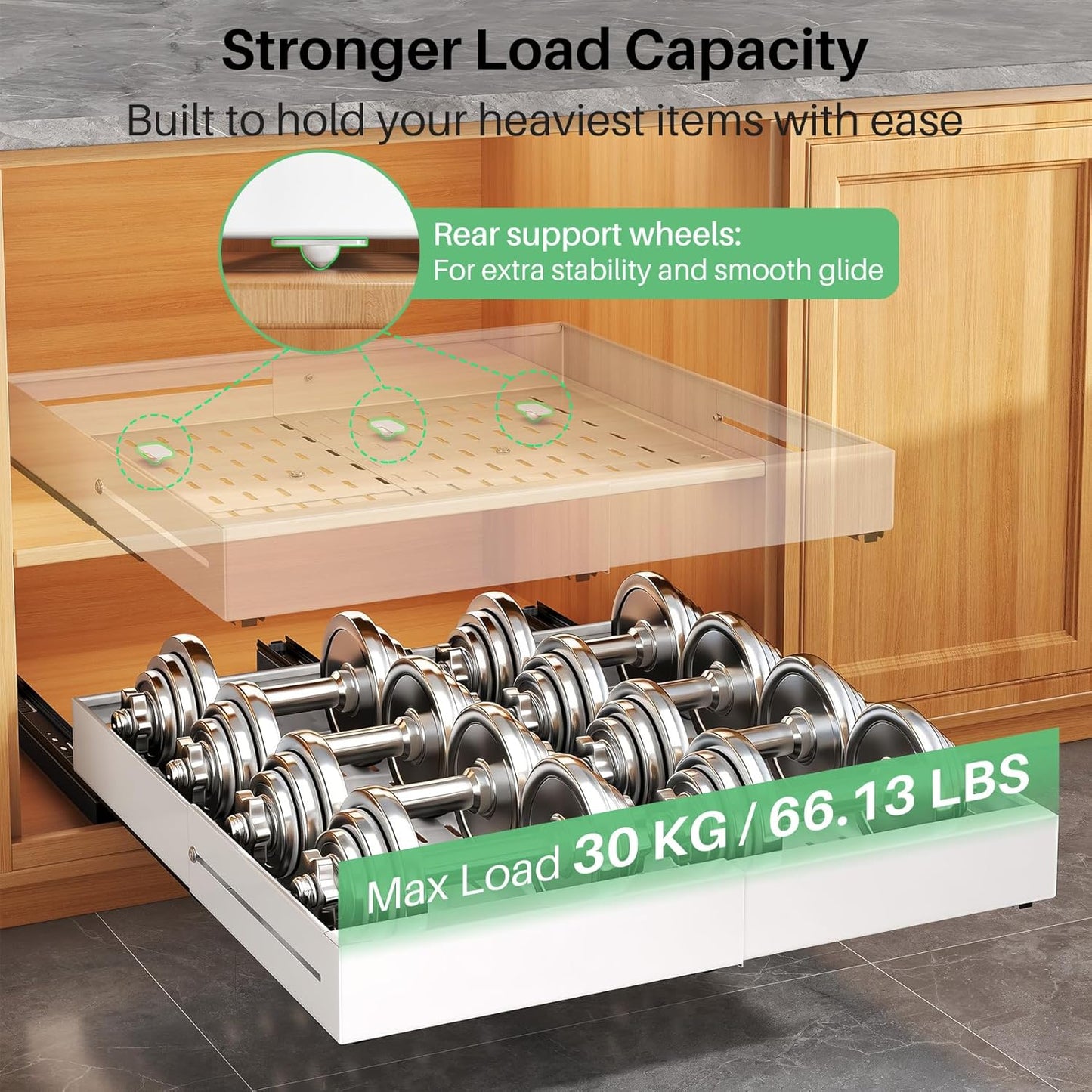 Expandable Slide Out Cabinet Organizer for Framed Cabinets