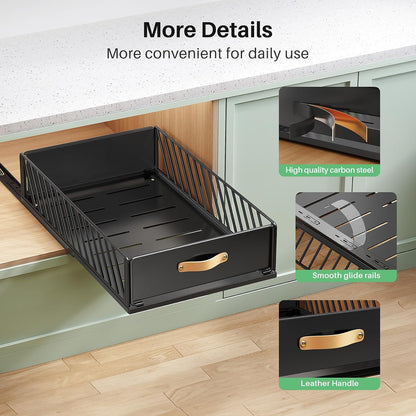 Heavy Duty Sliding Mesh Cabinet Organizer & Pull Out Pantry Drawer