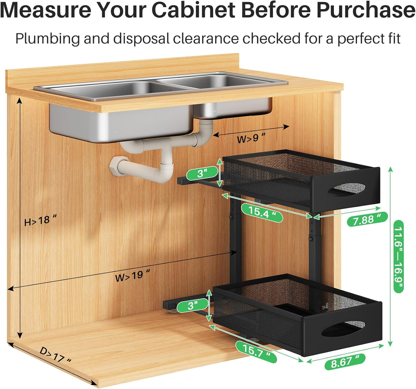 2-Tier Mesh Slide Out Under Sink Organizer & Cabinet Storage