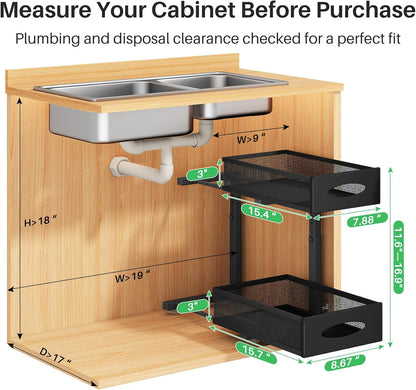 2-Tier Mesh Slide Out Under Sink Organizer & Cabinet Storage