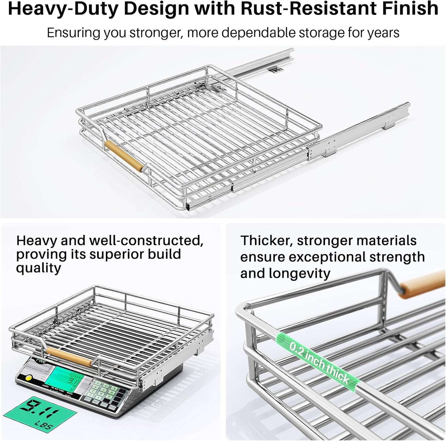 2-Tier Full-Extension Pull Out Cabinet Organizer for Pots and Pans
