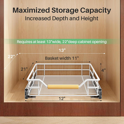 2-Tier Full-Extension Pull Out Cabinet Organizer for Pots and Pans