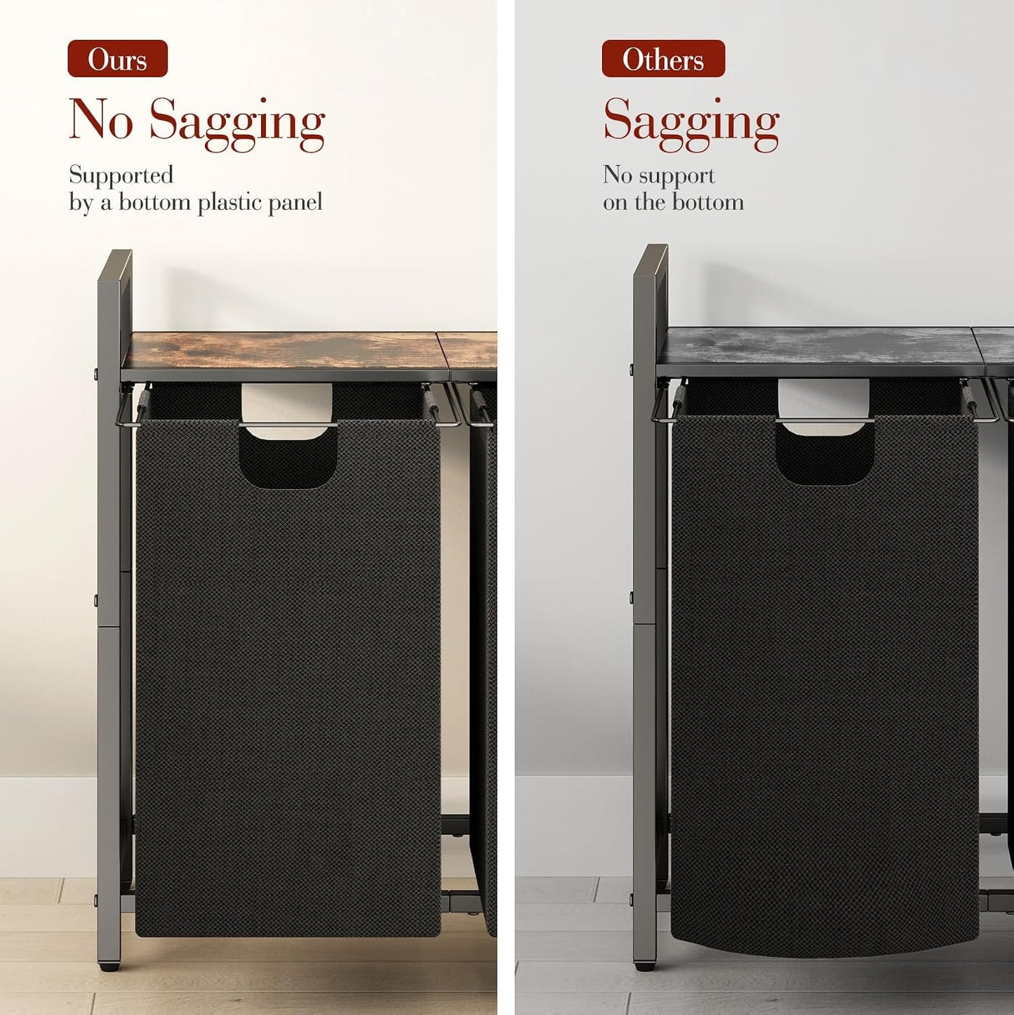 Laundry Hamper Organizer with Storage Shelf & Pull Out Bags