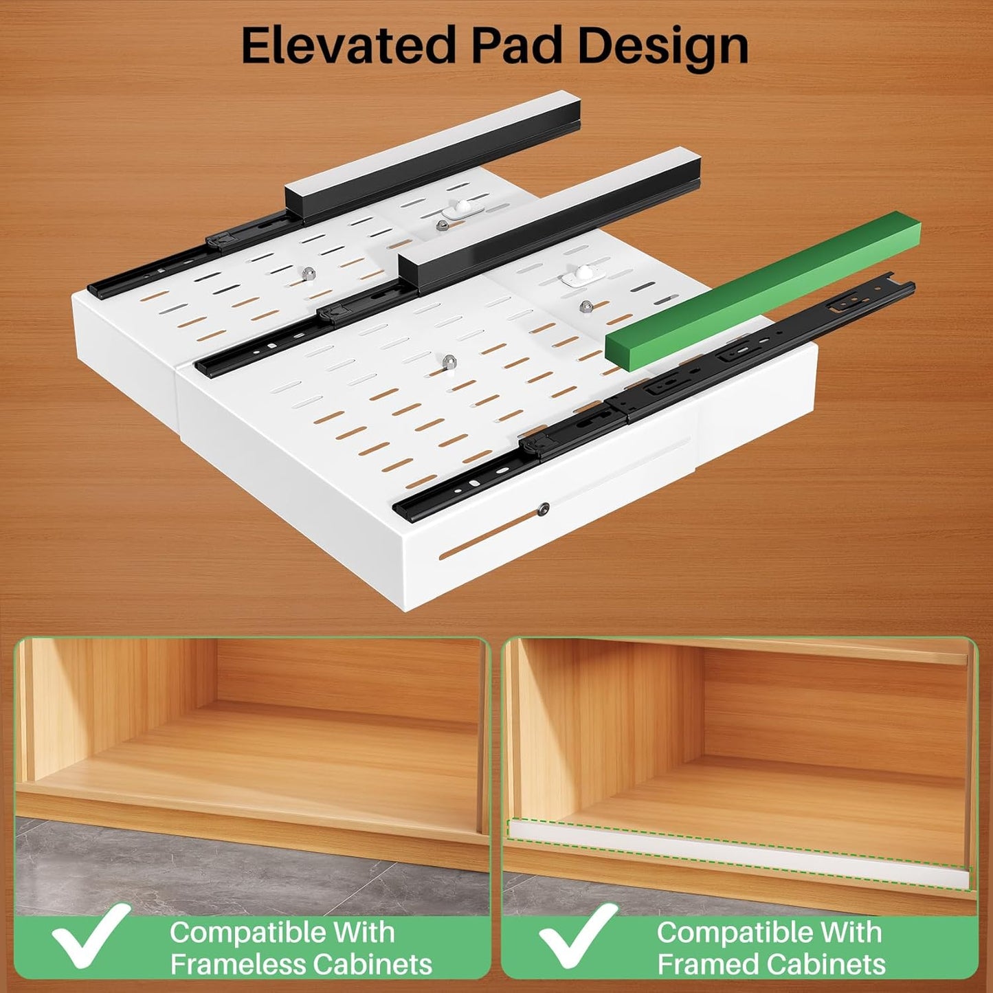 Expandable Slide Out Cabinet Organizer for Framed Cabinets