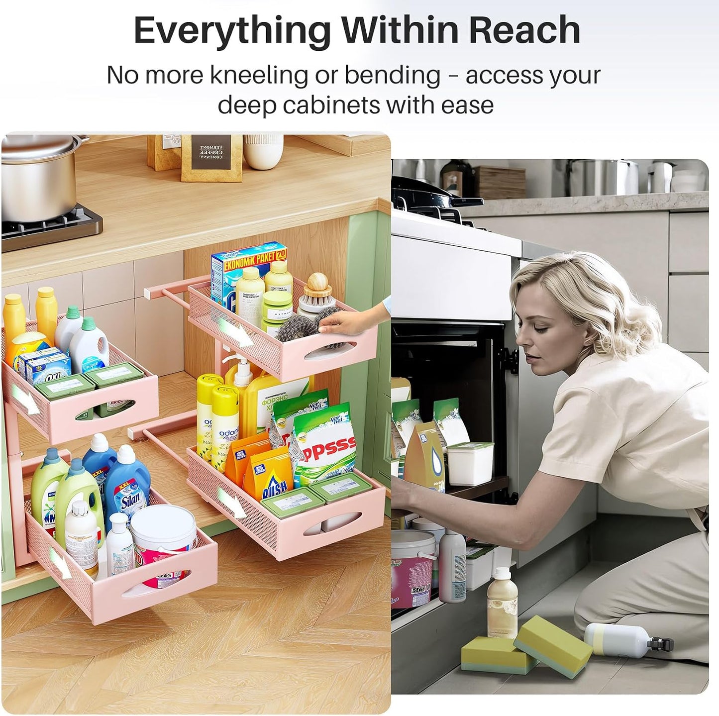 2-Tier Mesh Slide Out Under Sink Organizer & Cabinet Storage