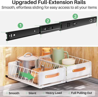 Heavy Duty Sliding Mesh Cabinet Organizer & Pull Out Pantry Drawer