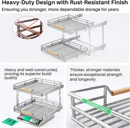 2-Tier Full-Extension Pull Out Cabinet Organizer for Pots and Pans