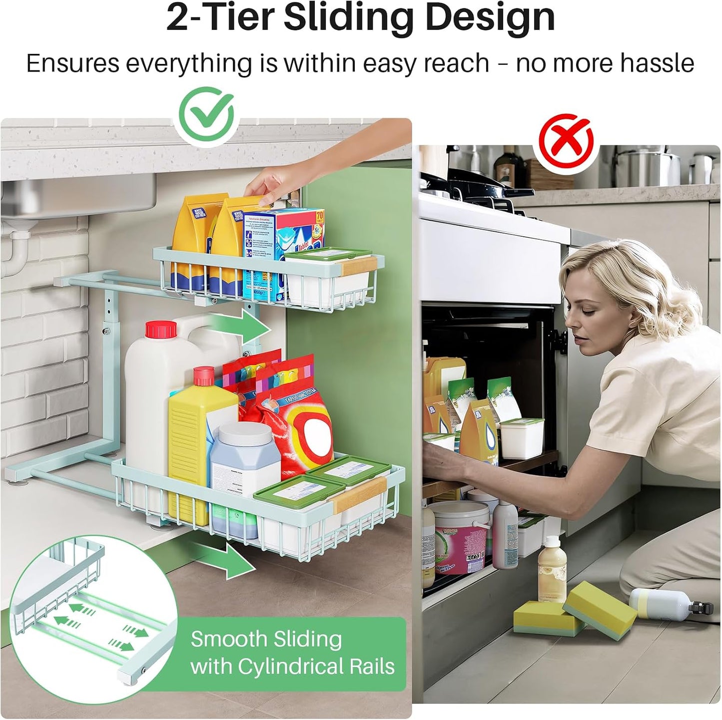 2-Tier Slide Out Under Sink Organizer & Cabinet Storage