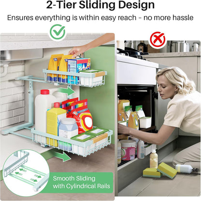 2-Tier Slide Out Under Sink Organizer & Cabinet Storage
