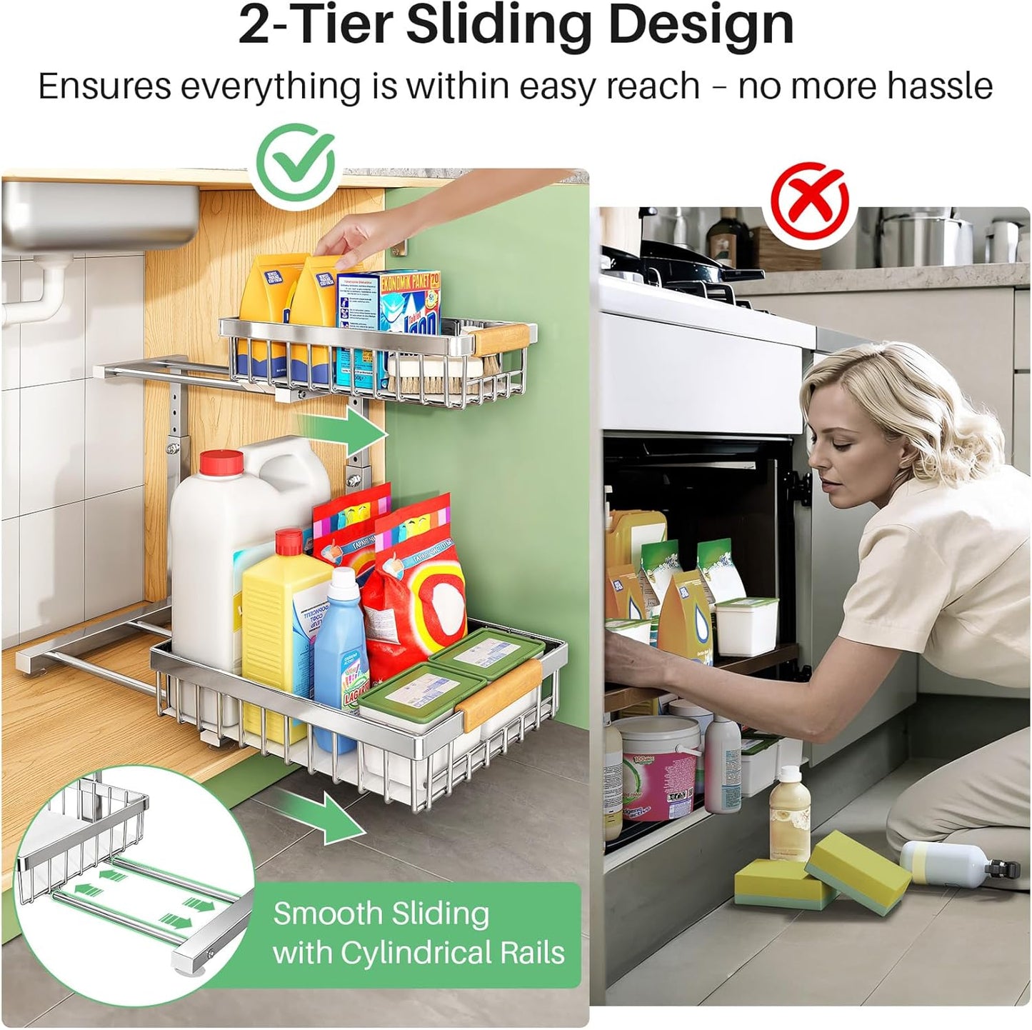 2-Tier Slide Out Under Sink Organizer & Cabinet Storage