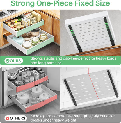 Heavy Duty Full-Extension Slide Out Cabinet Organizer with Nano Adhesive