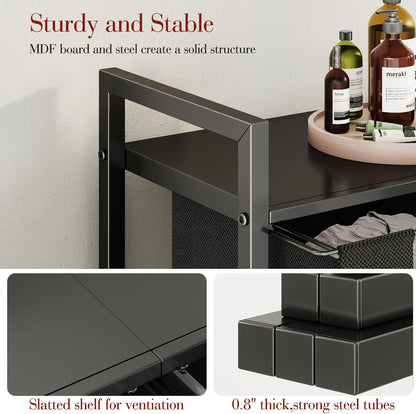Laundry Hamper Organizer with Storage Shelf & Pull Out Bags