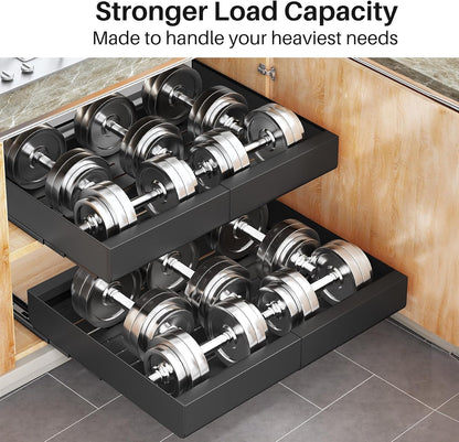 Expandable Stainless Steel Pull Out Cabinet Organizer & Slide Out Drawer
