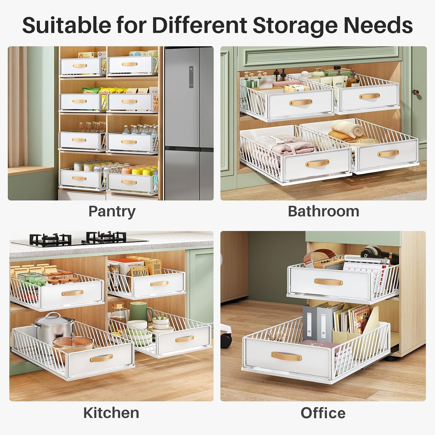 Heavy Duty Sliding Mesh Cabinet Organizer & Pull Out Pantry Drawer