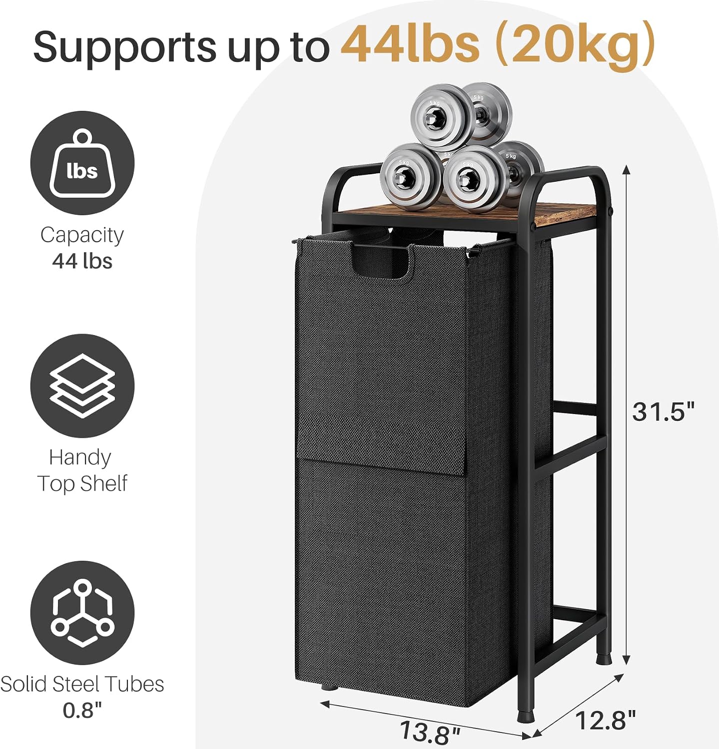 Laundry Hamper Organizer with Storage Shelf & Pull Out Bags