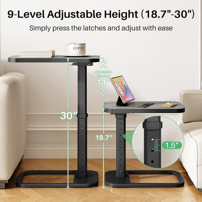 Adjustable Height TV Tray Table & C-Shaped Couch Snack Table