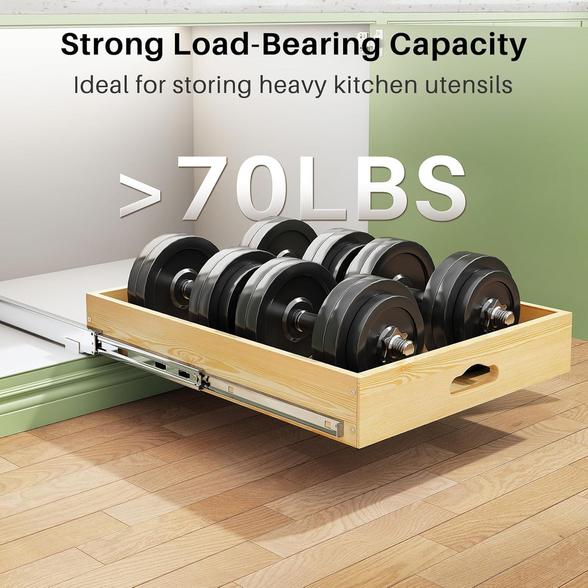 Soft Close Wooden Pull Out Cabinet Organizer for Pots and Pans