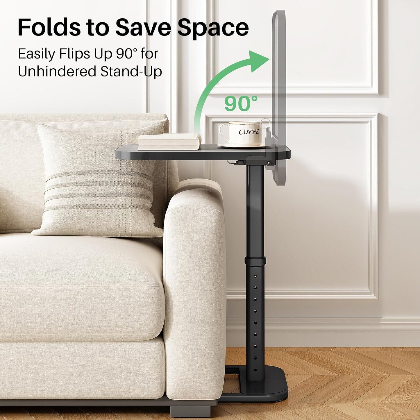 Adjustable Height TV Tray Table & C-Shaped Couch Snack Table