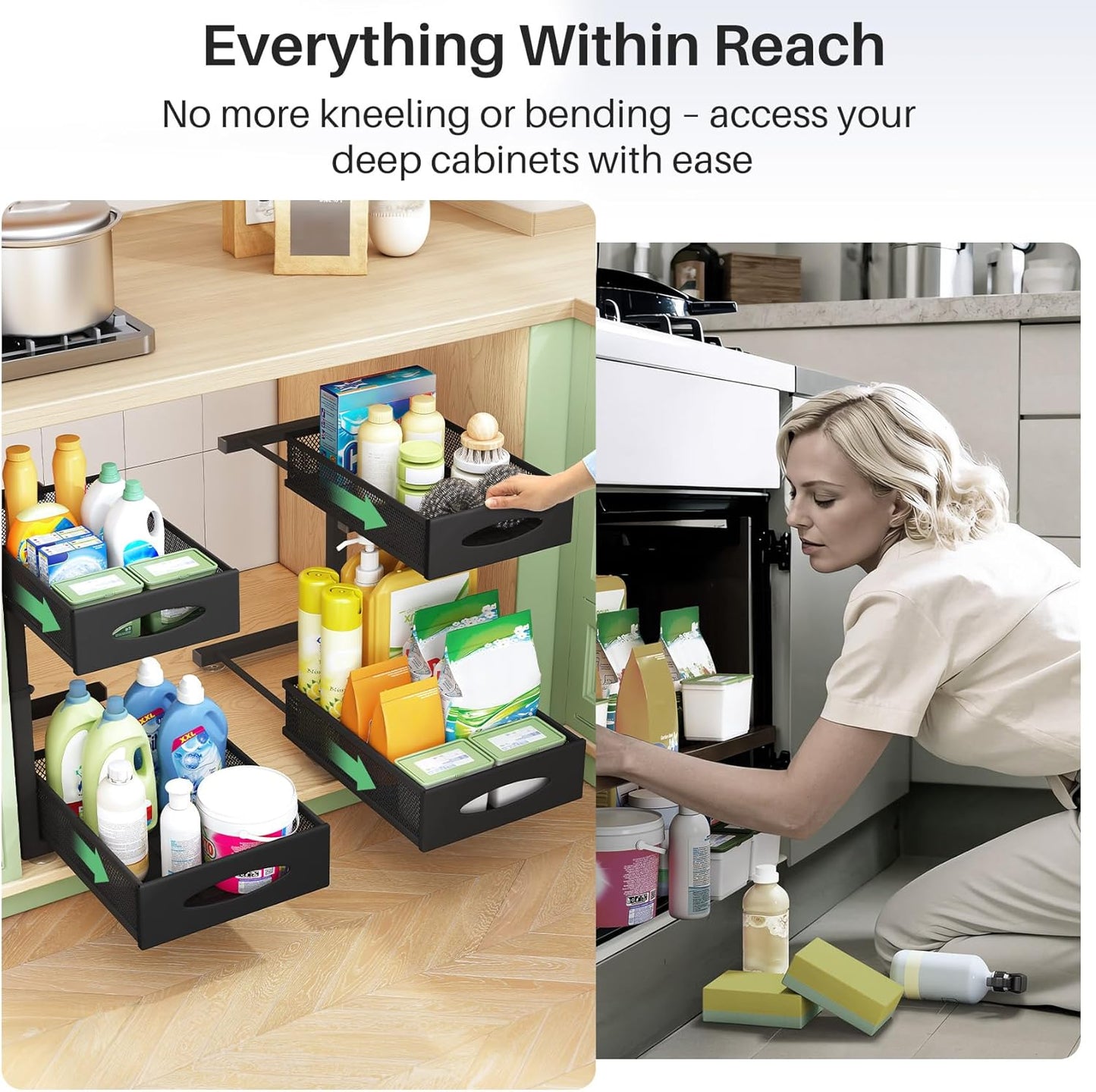 2-Tier Mesh Slide Out Under Sink Organizer & Cabinet Storage