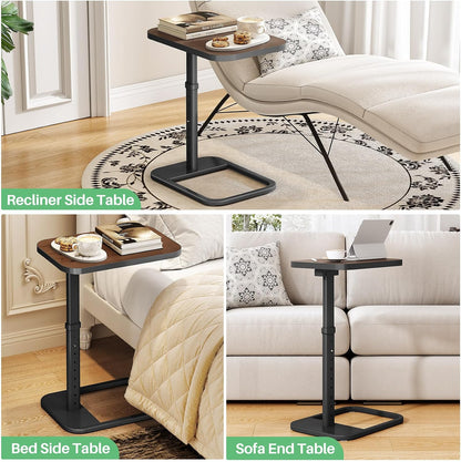 Adjustable Height TV Tray Table & C-Shaped Couch Snack Table