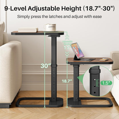 Adjustable Height TV Tray Table & C-Shaped Couch Snack Table