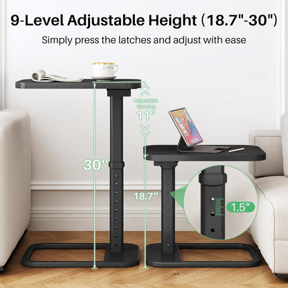 Adjustable Height TV Tray Table & C-Shaped Couch Snack Table