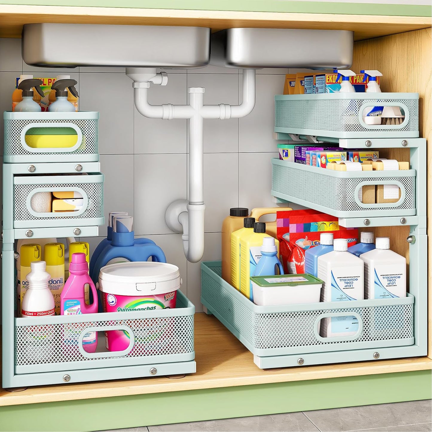 3-Tier Height Adjustable Slide Out Under Sink Organizer & Cabinet Storage
