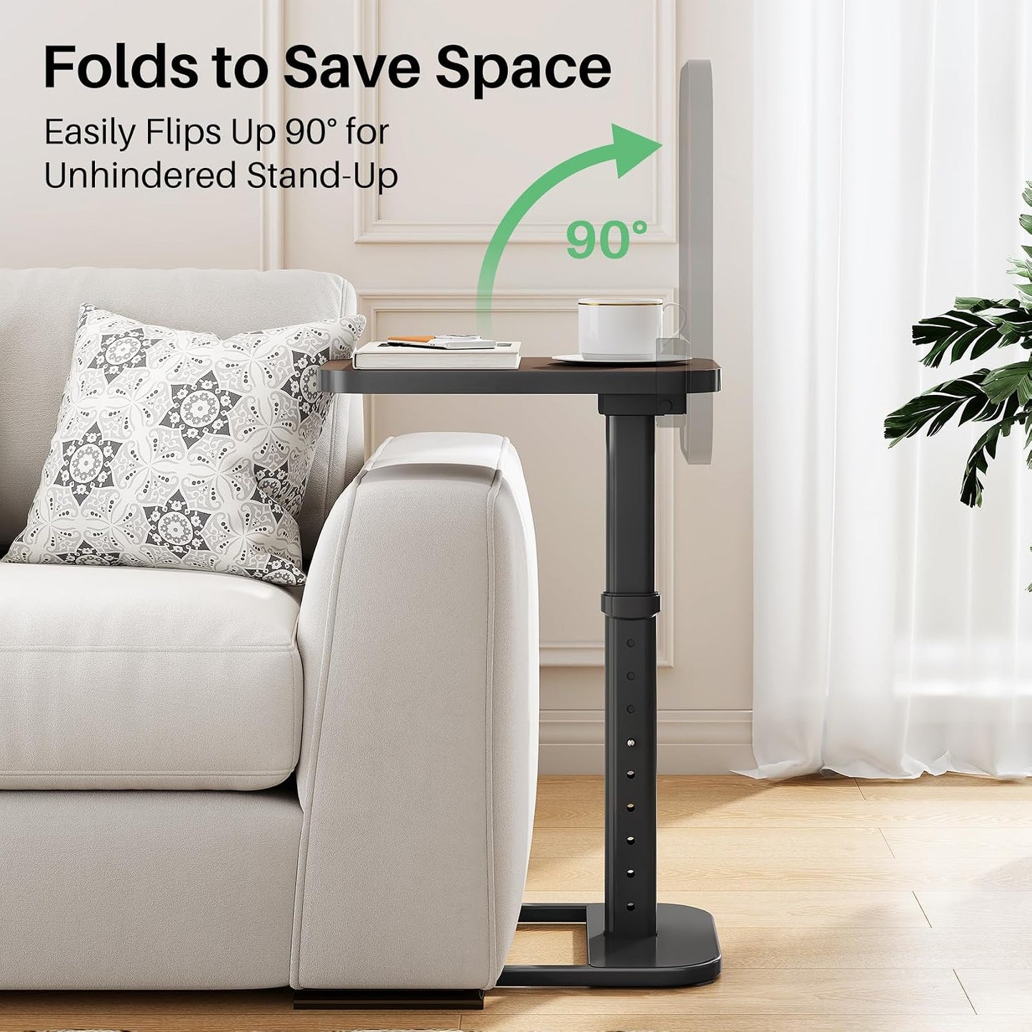 Adjustable Height TV Tray Table & C-Shaped Couch Snack Table