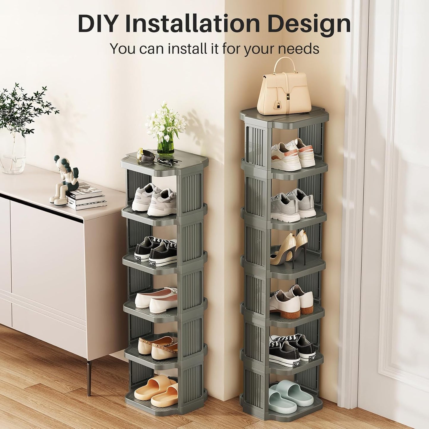 Vertical Stackable Shoe Rack & Narrow Closet Storage Organizer