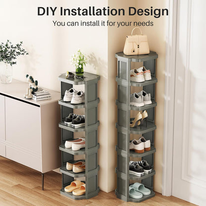 Vertical Stackable Shoe Rack & Narrow Closet Storage Organizer
