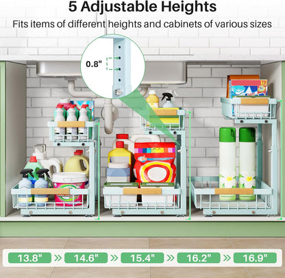 2-Tier Slide Out Under Sink Organizer & Cabinet Storage