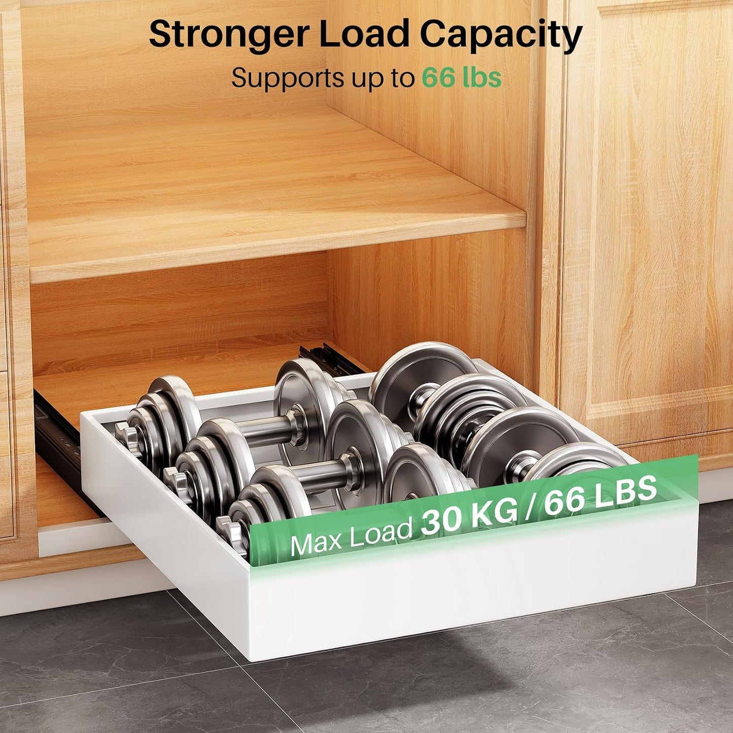 Heavy Duty Full-Extension Slide Out Cabinet Organizer with Nano Adhesive