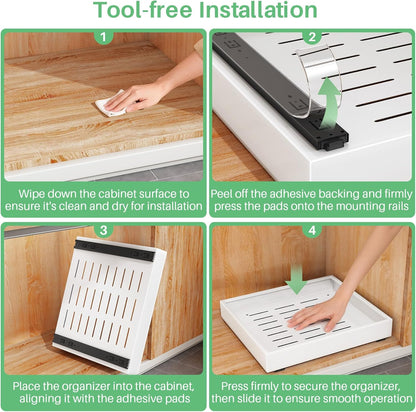 Heavy Duty Full-Extension Slide Out Cabinet Organizer with Nano Adhesive