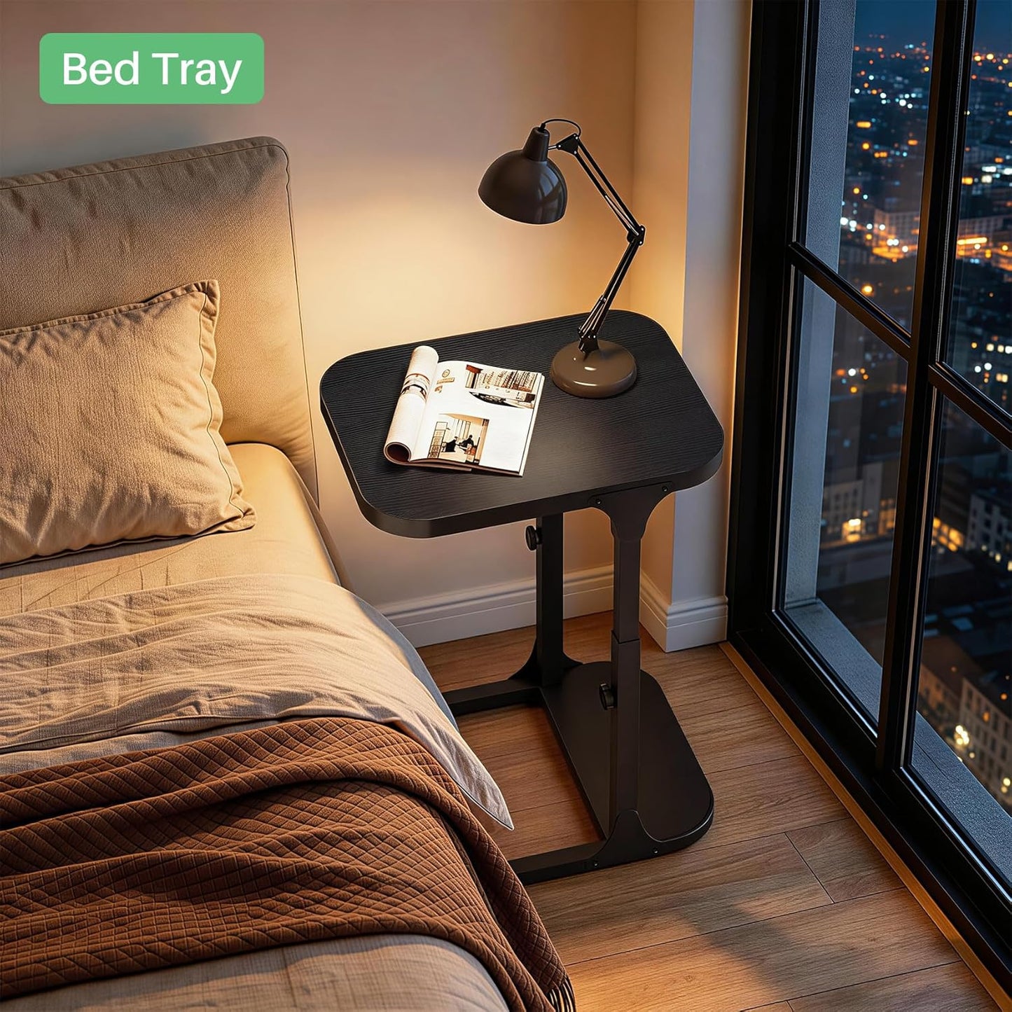Height Adjustable End Table & Portable TV Tray Desk