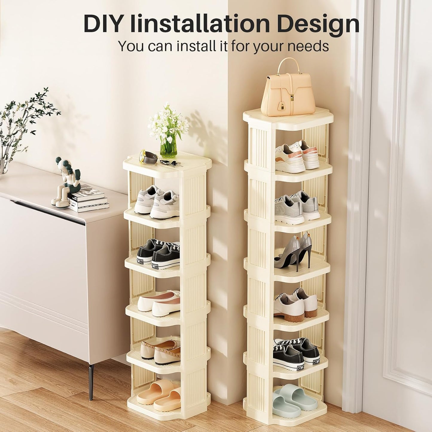 Vertical Stackable Shoe Rack & Narrow Closet Storage Organizer